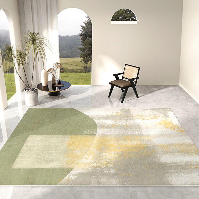 Green Modern Carpet Polyester Graphic Carpet Washable Carpet for Home Decoration