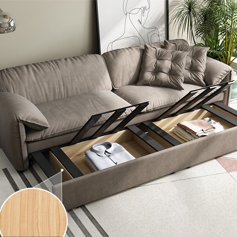 Scandinavian Sofa Bed in Gray Fabric Upholstery Sleeper with Box