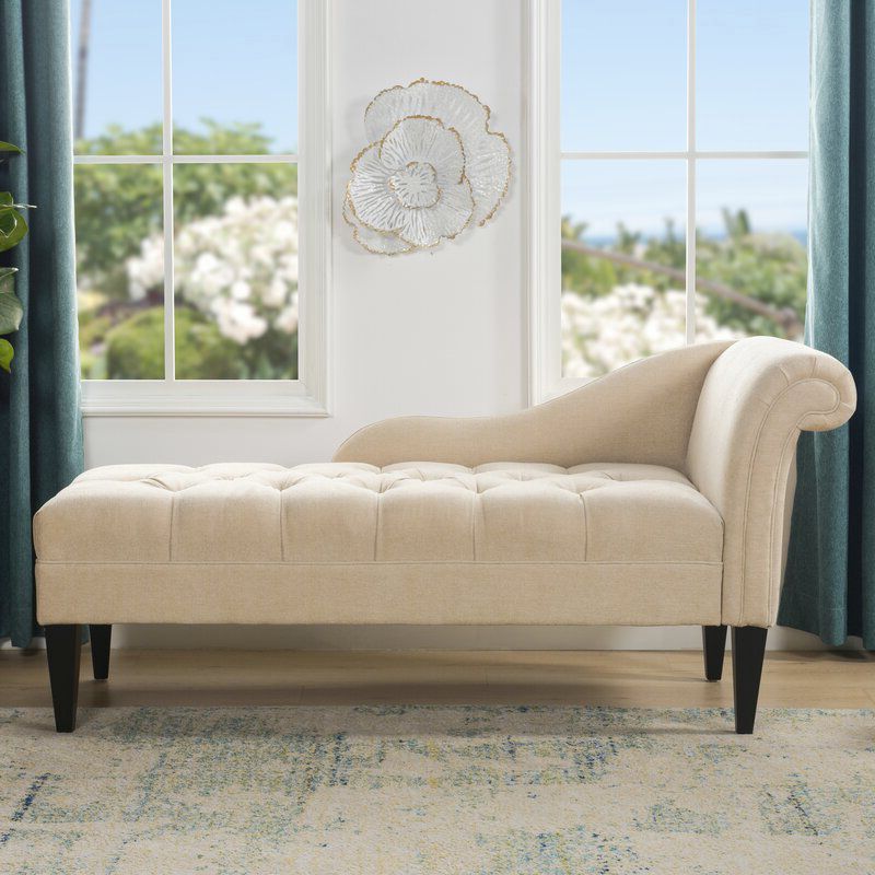 Modern Style Chaise Polyester Blend Chaise Lounge with Rolled Arms