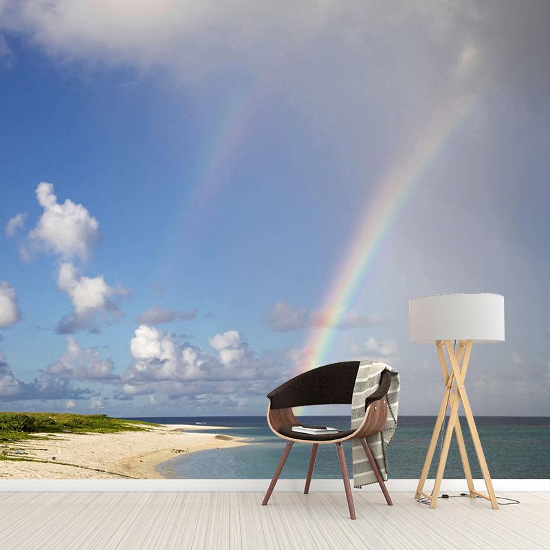 Contemporary Photography Rainbow Murals Wallpaper Moisture Resistant for Bedroom