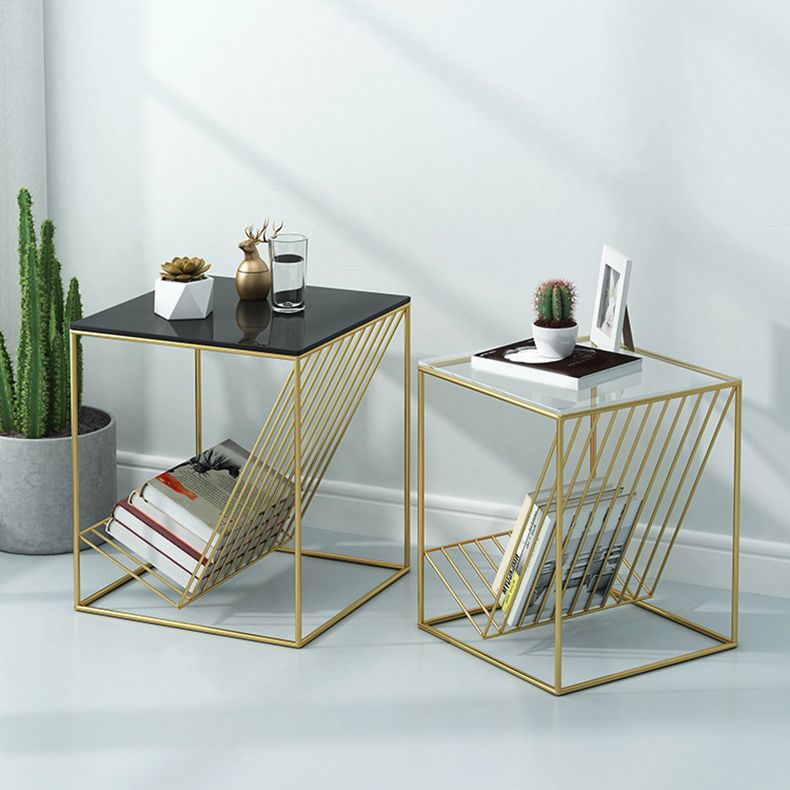 Modern Frame Coffee Table Glass Top Coffee Cocktail Table for Living Room