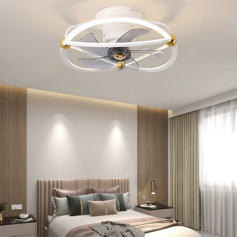 1-Light Circular Flush Mount Lamp Modern Style Metal Fan Ceiling Lighting