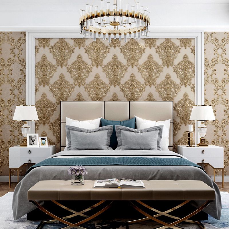 Coffee Shop and Dining Room Wallpaper with Natural Color Retro Flower, 31'L x 20.5"W, Non-Pasted