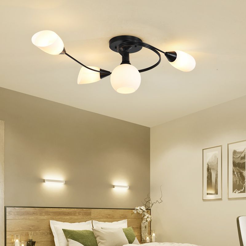 Schattiertes Wohnzimmer halb Flush Deckenleuchte Einfachheit Glasdecke Flush Mount