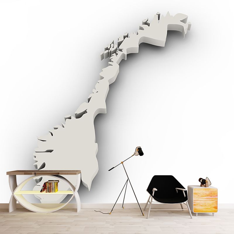 Mildew Resistant Map Wall Mural Horizontal Illustration for Wall Decor