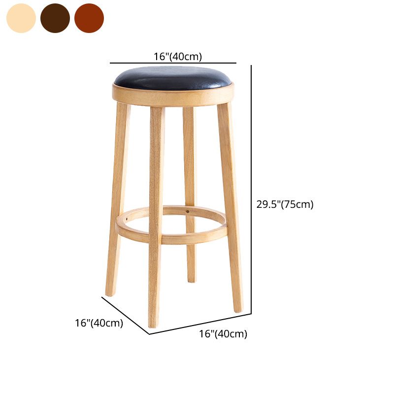 Contemporary Style Bar-stool Round Counter Bar Stool with Wooden Legs for Kitchen