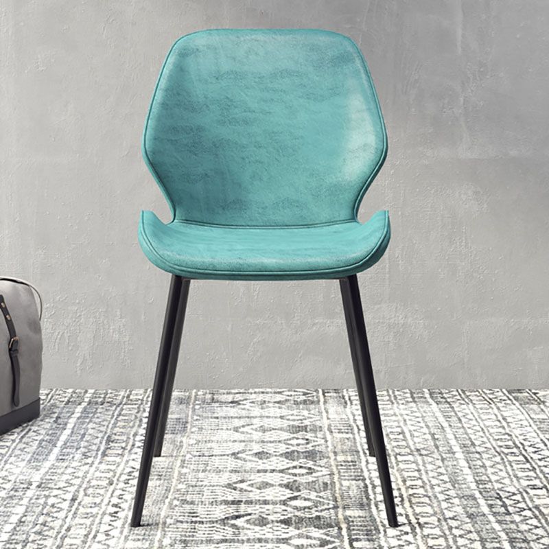 Contemporary Dining Chair Kitchen Wingback Armless Side Chair with Metal Legs