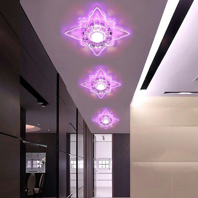 Floral Crystal LED Flushmount Lighting Contemporary Clear Flush Mount Ceiling Light für Hallway