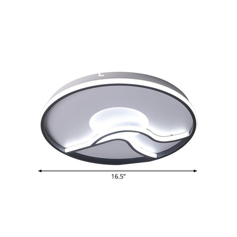 Lampada da incasso circolare da camera da letto in metallo 16.5 "/20.5 "/24.5" Dia LED Minimalismo Lampada da incasso in nero, bianco/luce calda