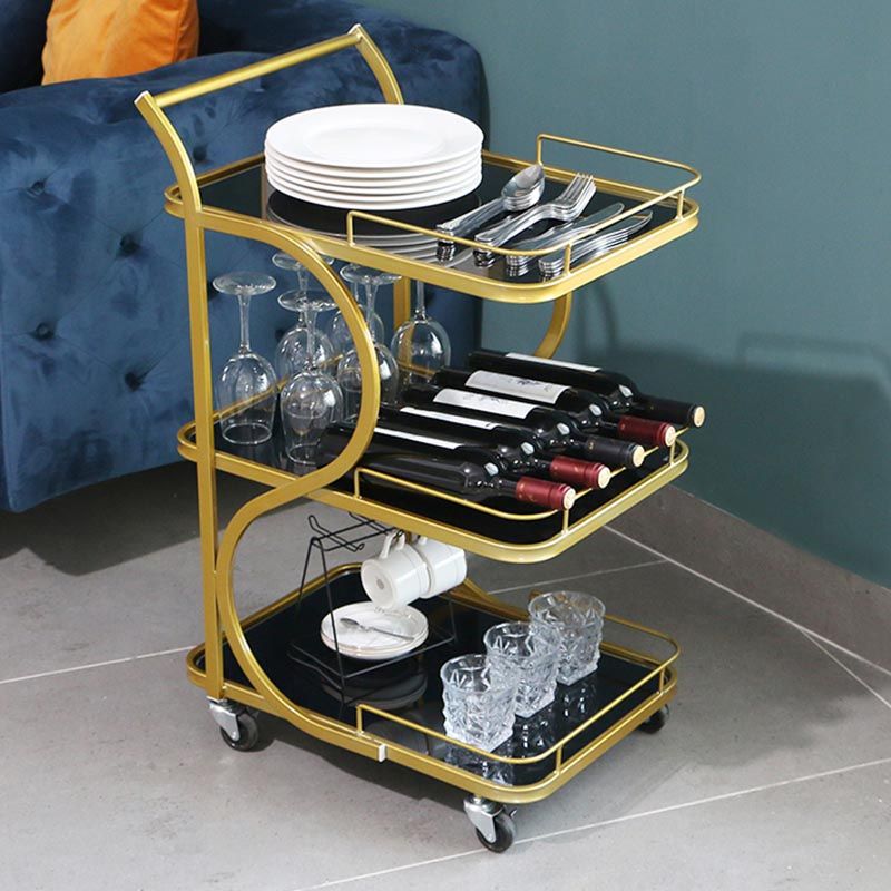 Contemporary Glass Prep Table Rolling Prep Table for Dining Room