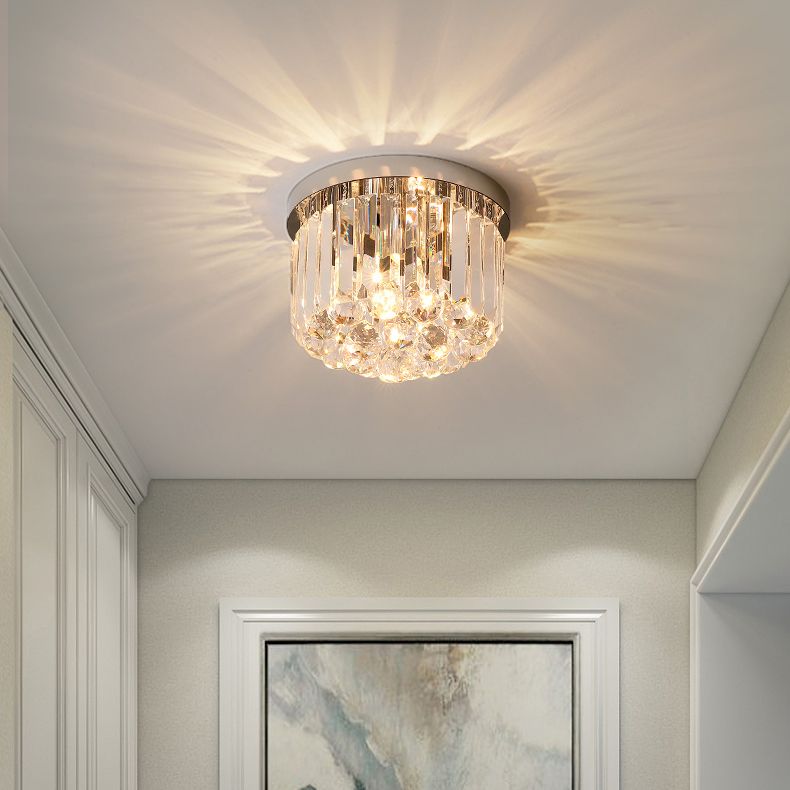 Moderne plafondlamp met eenvoudige geometrie, roestvrij staal, inbouw voor gang