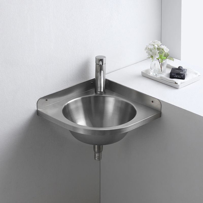 Modern Corner Sinks Metal Round with Faucet Wall Mount Bathroom Sink