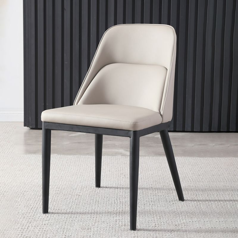 Modern Solid Back Armless Chair Leather Dining Side Chairs for Home Use