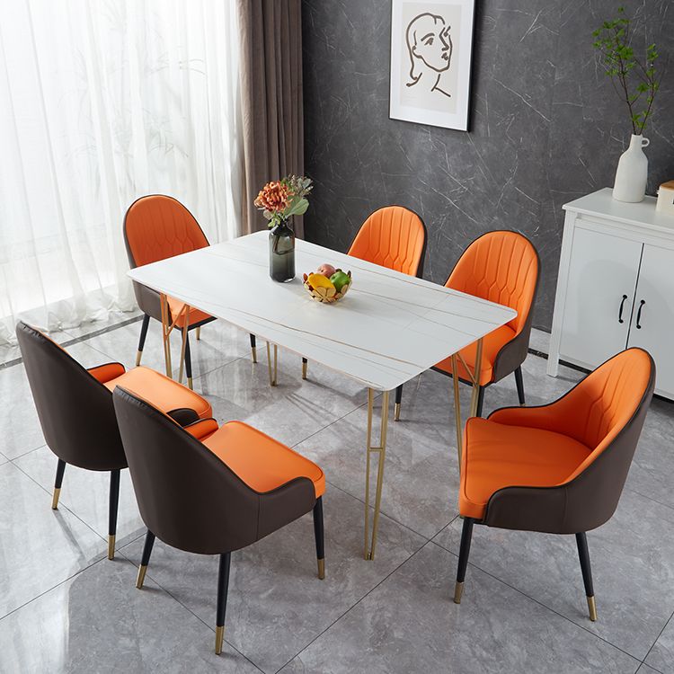 Gold Tripod Base Dining Table Stone and Metal Traditional Luxury Dining Table