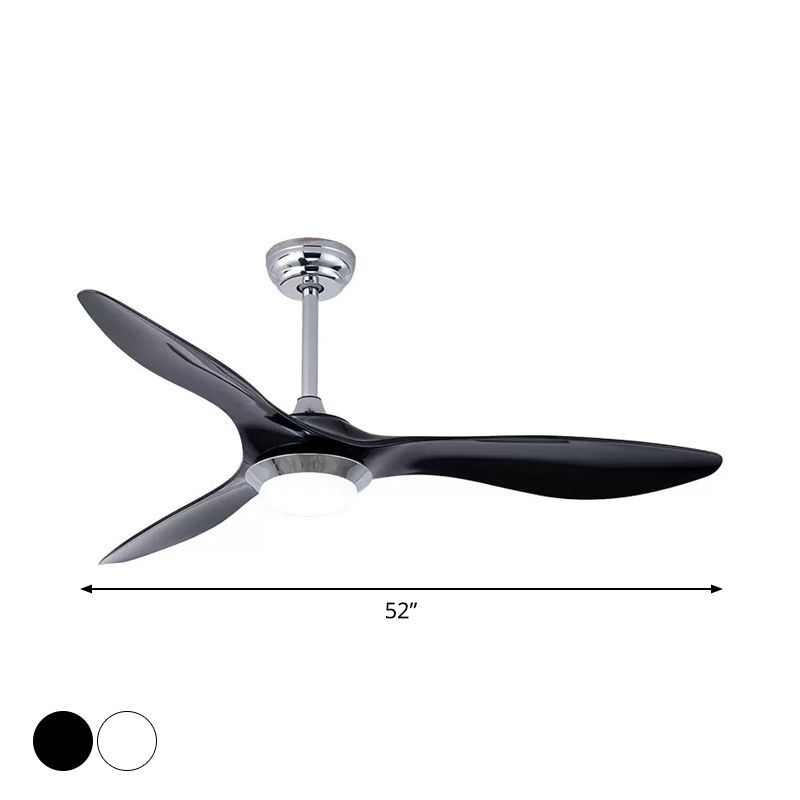 Aménagement de plafond semi-flush de 52 "LED de large LED de large lampe à fans pendentif acrylique classique avec 3 lames