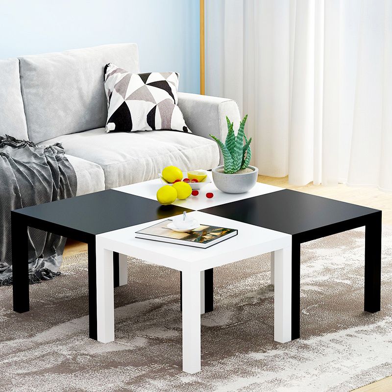 Contemporary Square Side End Table Wood 4 Legs End Slide Table