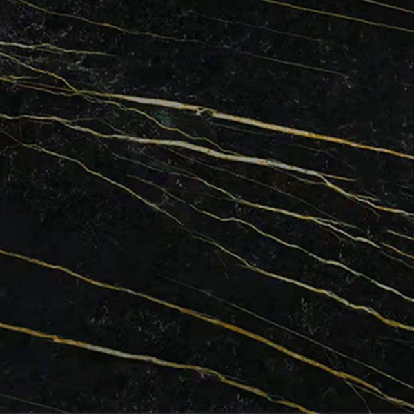 Industrial Sintered Stone Table for Restaurant Rectangle Black Table with Trestle Base