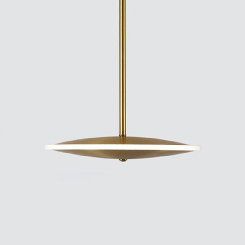 Gold Plated Flying Saucer Suspension Light Fixture Postmodern Simple Metal LED Pendant Lamp