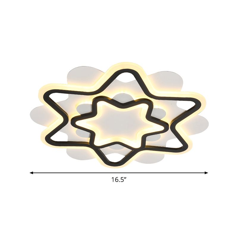 Acrylic Star Frame Flush Mount Lighting Nordic Style LED Flush Ceiling Lamp in White and Black