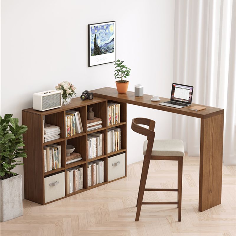 Modern Solid Wood Low Back Counter-height Stool in Brown and White