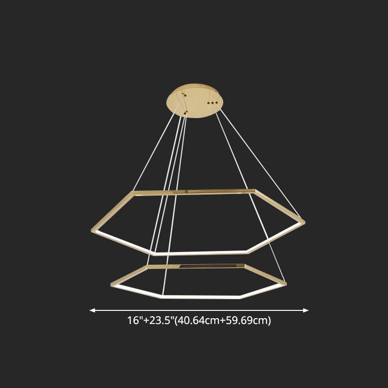 Ultra-modern Geometric Chandelier Metallic Suspended Lighting Fixture for Living Room