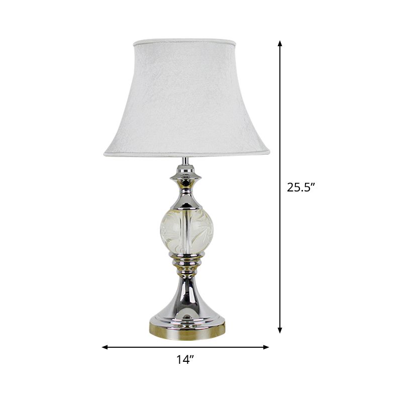 1 Head Study Task Lighting Modern White Reading Book Light with Bell Fabric Shade