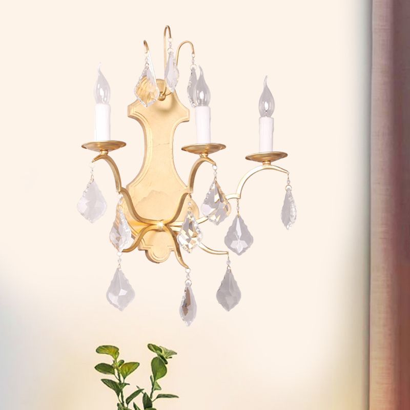 Lámpara de muro de pared de la sala de estar con curvas curvas doradas con acento de cristal