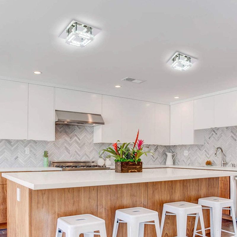 Crystal Square Flush Mount Lights Contemporary Style 1 Light Flush Ceiling Lights