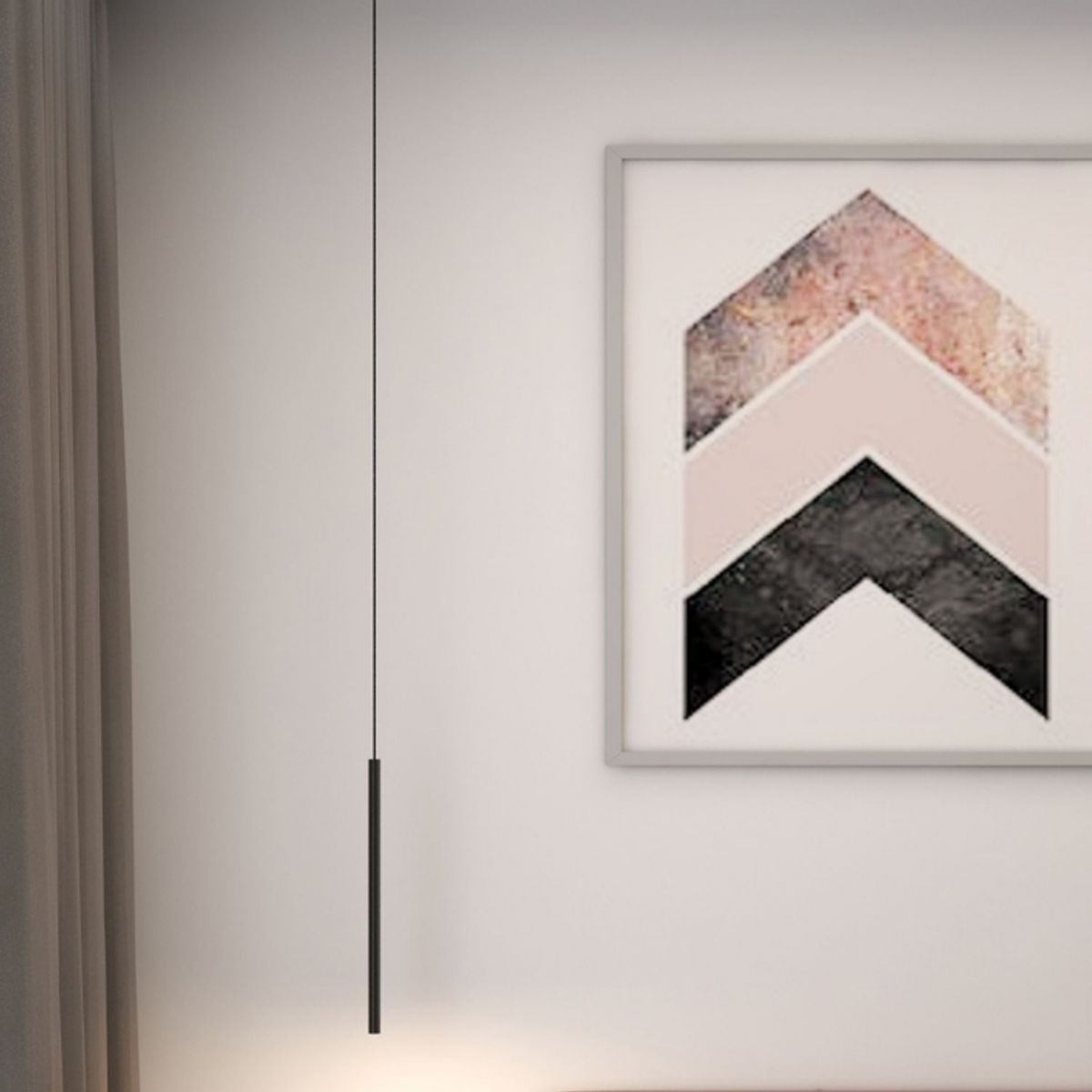 Nordische moderne minimalistische Linie Pendelleisen Iron 1 Licht in Schwarz für Wohnzimmer Hintergrund Wand