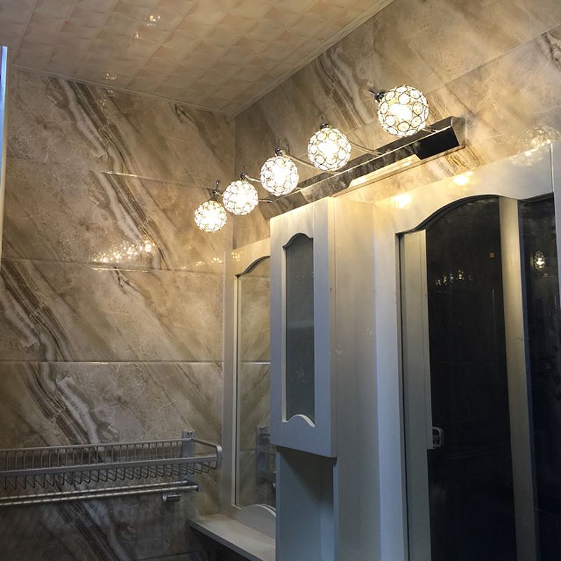 Orbit Mur Light Applexion moderniste élégant Crystal clair 3/4 lumières Black Finish Vanity Mirror Light, Warm / White Light