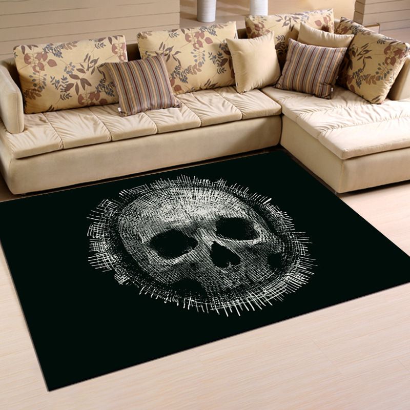 Novelty Carpet Modern Skull Pattern Area Rug Polyester Carpet for Living Room