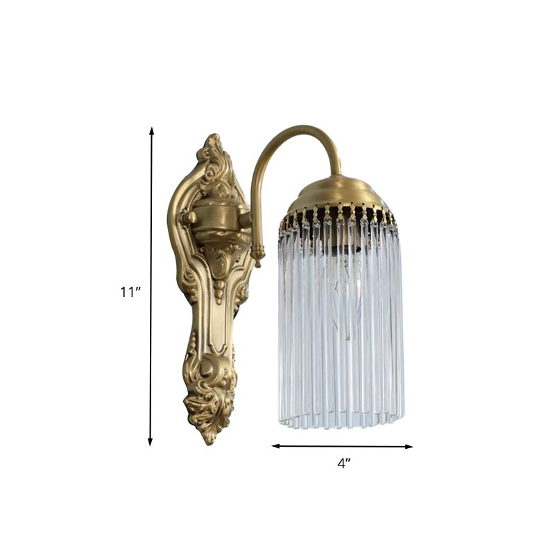 Cylinder Wall Mount Light Simple Style Crystal Rod 1/2 Lights Gold Sconce Light for Corridor