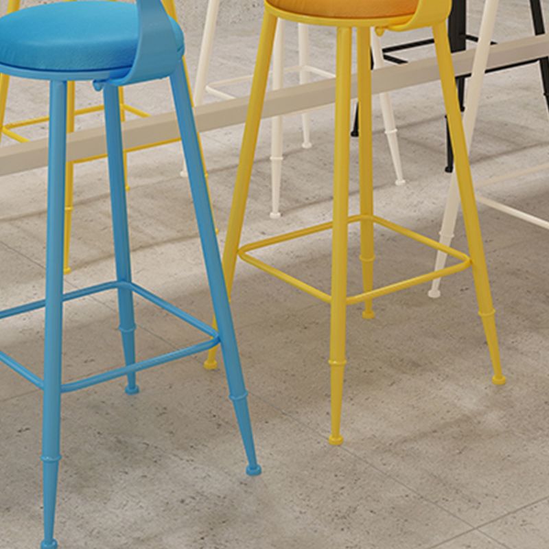 Industrial Dessert Shop Low Back Stool Matte Finish Upholstered Bar Stools