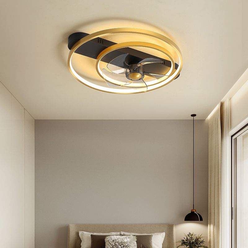 Minimalistische lineare Deckenventilator Leicht Metallic Schlafzimmer LED SEMI BUSCH MOUNTED LICHT