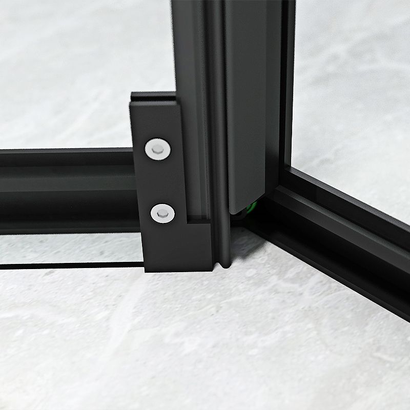 Black Framed Shower Enclosure Corner Single Sliding Shower Stall With Door Handles