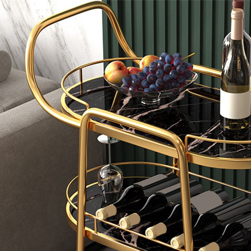 24.41"W Rolling Contemporary Prep Table Metal Prep Table with Towel Rack