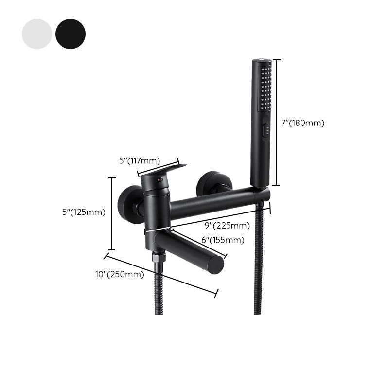 Wall Mounted Metal Tub Filler Single Handle Swivel Tub Faucet Trim
