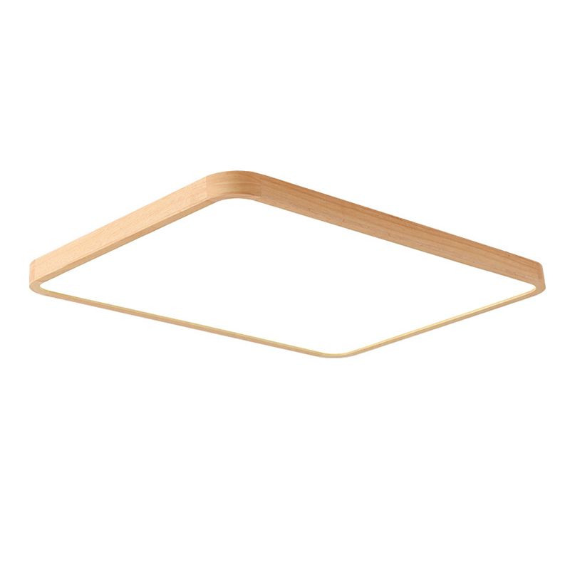 Geometric LED Ceiling Lamp Modern Wood 1 Light Flush Mount for Bedroom Study