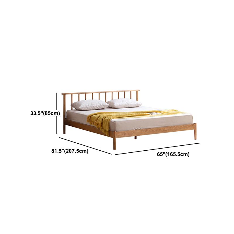 Scandinavian Solid Color Oak Mattress Included with Headboard Slat Bed