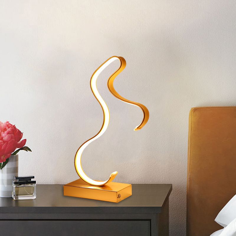 Mesa de forma negra/dorada Luz de la mesa de metal LED moderno con pedestal rectángulo