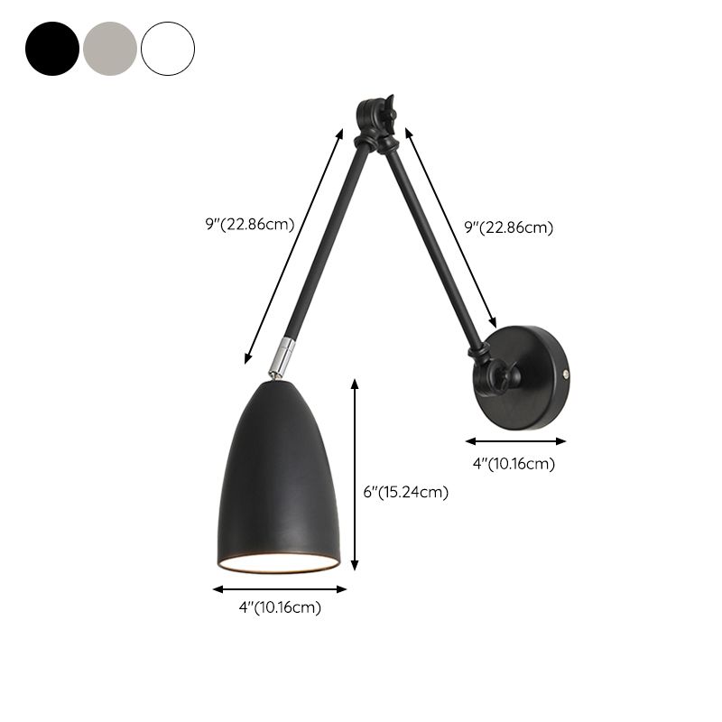 Contemporary Wall Light Metallic Wall Light Sconce with Adjustable Arm