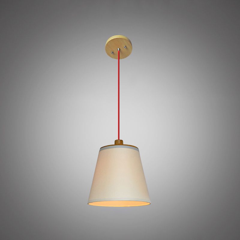 Bucket Fabric Ceiling Lighting Simplicity 1-Light Dining Room Hanging Lamp in White