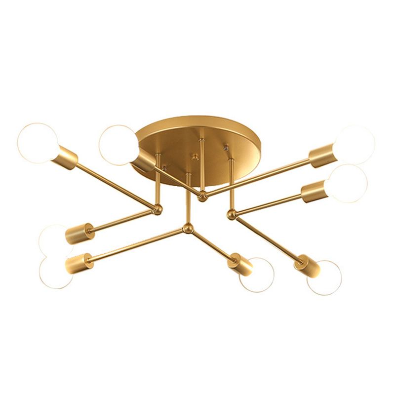 Sputnik Multi Light Ceiling Light Bare Bulb Restaurant Industrial Style Lighting Fixtures in Wrought Iron