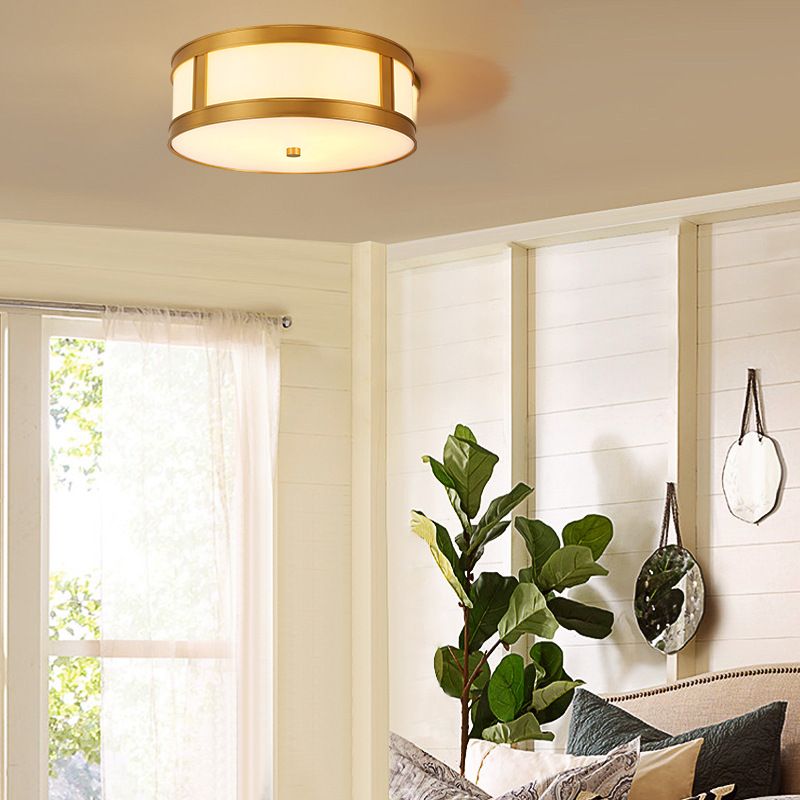 American Minimalist Copper LED Ceiling Light Acrylic Lampshade 1 Light Bedroom light