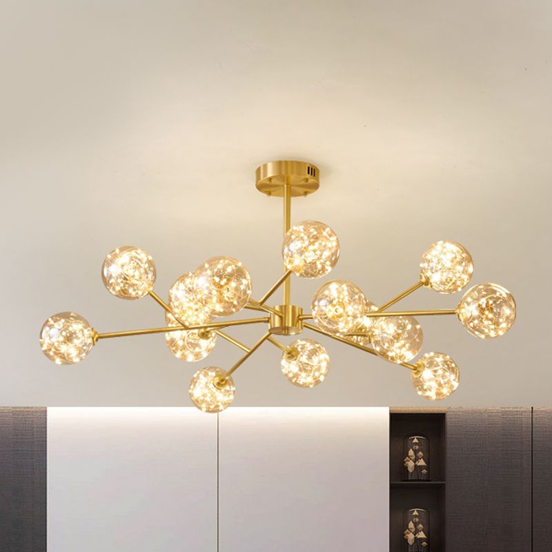 Glass Pendant Light Global Contemporary Gold Hanging Light for Living Room