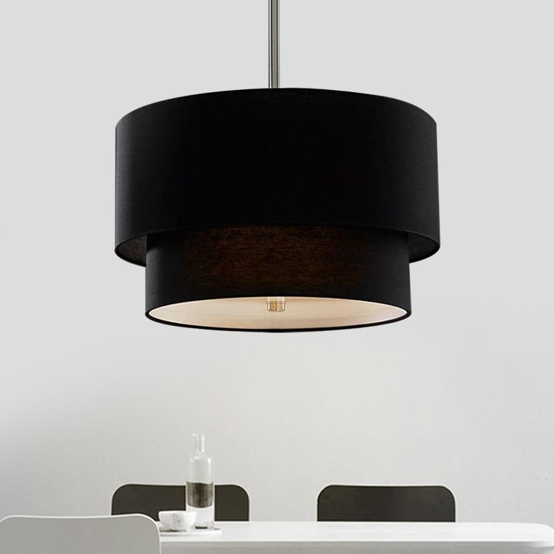 Luz de 3 luces Luz de techo Camando de tela concéntrica de nivel concéntrico tradicional en negro/blanco/lino, 16 "/19.5" /23.5 "de ancho