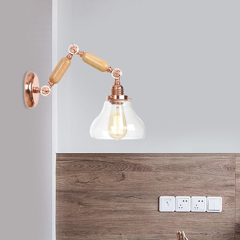 1 application de mur de verre clair clair Lumière Vintage Gour Gourd de salon Éclairage d'éclairage avec un bras extensible long