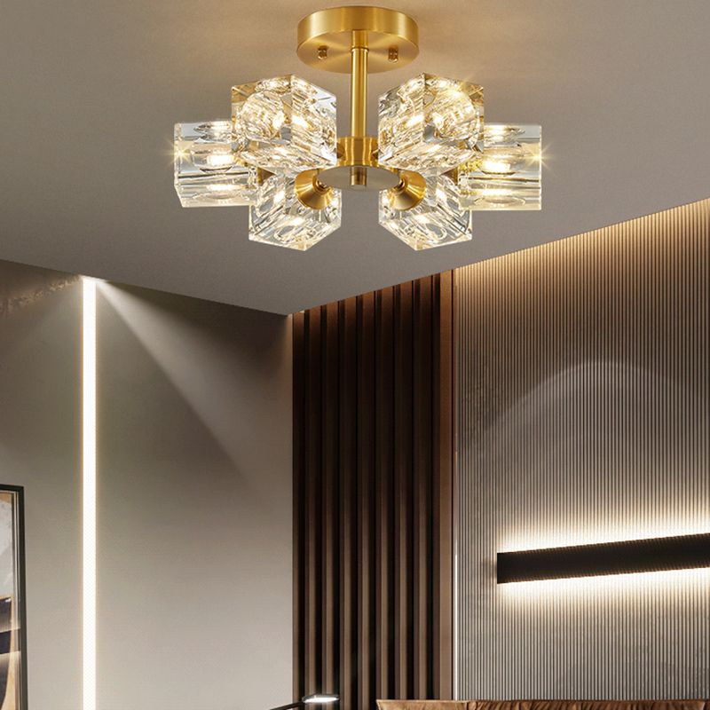 Plafonnier Crystal Simplicity, lampe encastrée à plusieurs têtes pour chambre à coucher