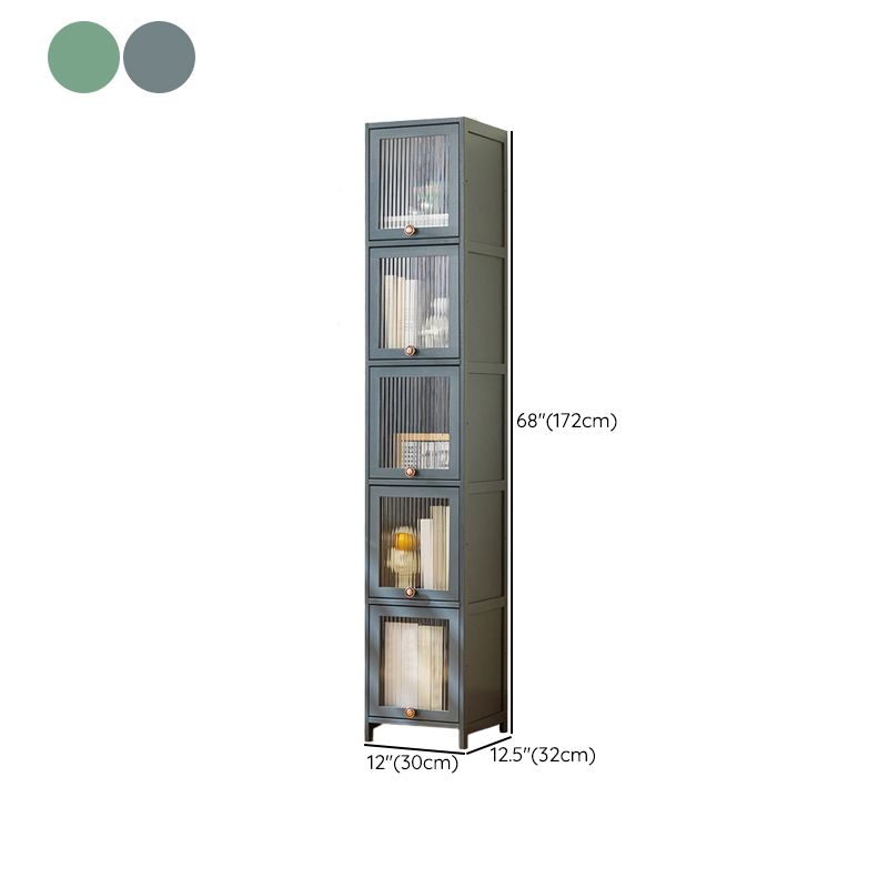 Bamboo Standard Bookcase Scandinavian Closed Back Bookshelf with Cabinets