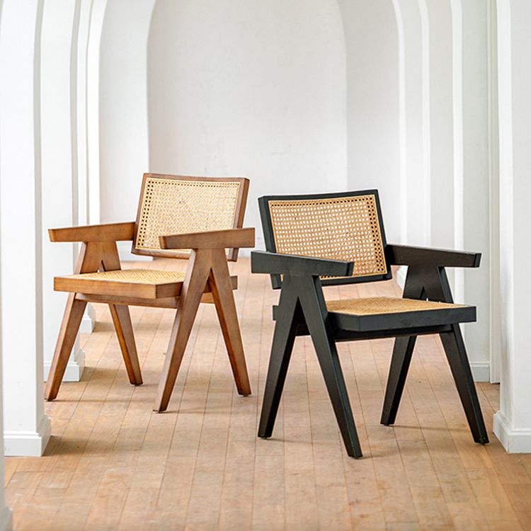 Sillas de comedor de estilo tradicional, silla con respaldo abierto y brazo de cocina con patas de madera